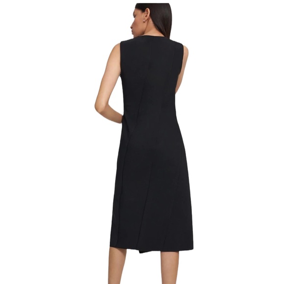 Theory Sleeveless Bias Seam Midi Dress in Precision Ponte Black L NWT - Picture 3 of 13